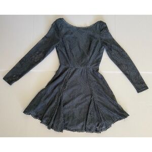 Angel Biba Blue Lace Long Sleeve Fit & Flare Mini Dress AU 8 US S Elegant Party.